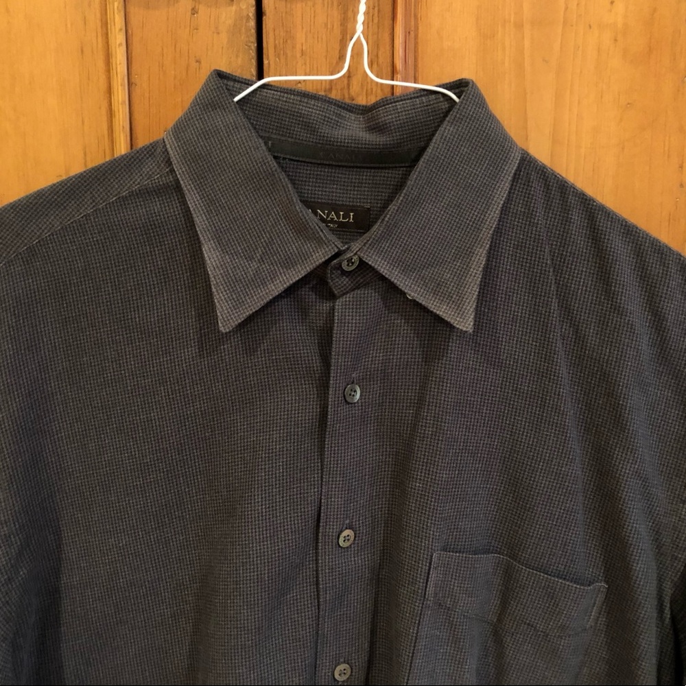 Dark Grey Patterned Button Down Men’s Work Shirt - image 2